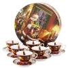 Vianočná Sada 6 Porcelánových Šálok s Podšálkami