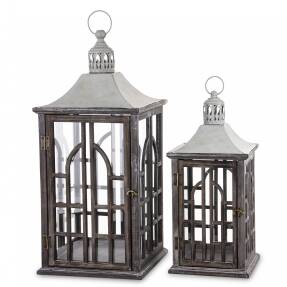 Set Drevených Lampášov So Sivou Strechou