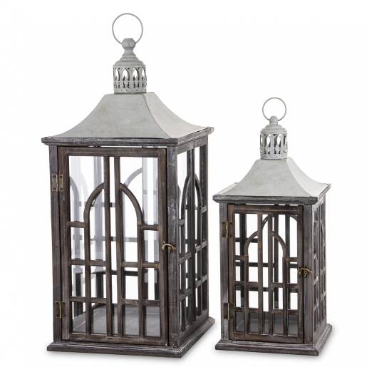 Set Drevených Lampášov So Sivou Strechou