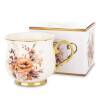 Porcelánový Hrnček Na Čaj S Kvetinovým Motívom A Zlatým Uškom – 430 ml