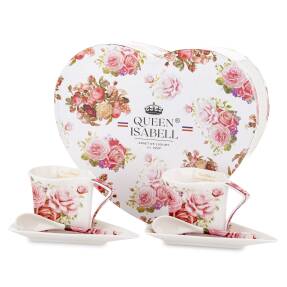 Porcelánová Súprava Šálok S Tanierikmi A Lyžičkami Queen Isabell 180ml
