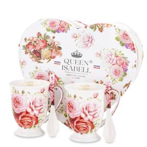 Porcelánová Darčeková Súprava Hrnčekov S Lyžičkami Queen Isabell 300ml