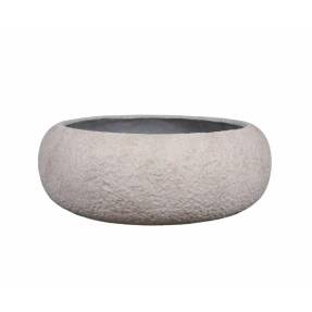 Nízky Okrúhly Exteriérový Kvetináč Svetlý Kameň 91 cm – Kolekcia Modern Stone