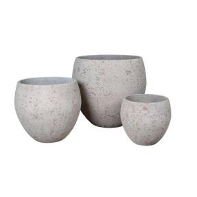 Vonkajší Okrúhly Kvetináč Svetlý Cement – 31 cm