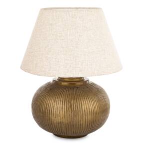 Stolová Lampa Kovová Zlatá S Béžovým Tienidlom