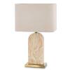 Luxusná stolová lampa z travertínu s béžovým tienidlom a zlatým podstavcom, výška 65,5 cm