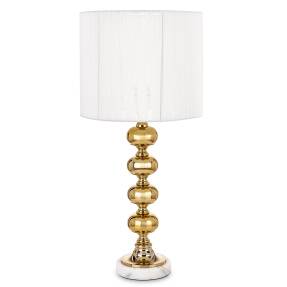 Zlatá stolová lampa s bielym tienidlom a lesklou podstavou, výška 64 cm