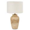 Kamenná stolová lampa z cementu s bielym tienidlom v tvare vázy, výška 61 cm