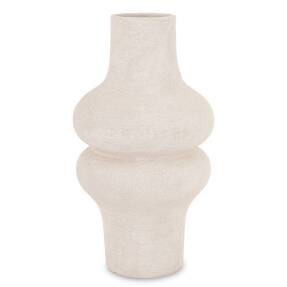 Keramická biela váza 35 cm s matným povrchom a zaobleným tvarom v štýle wabi-sabi.