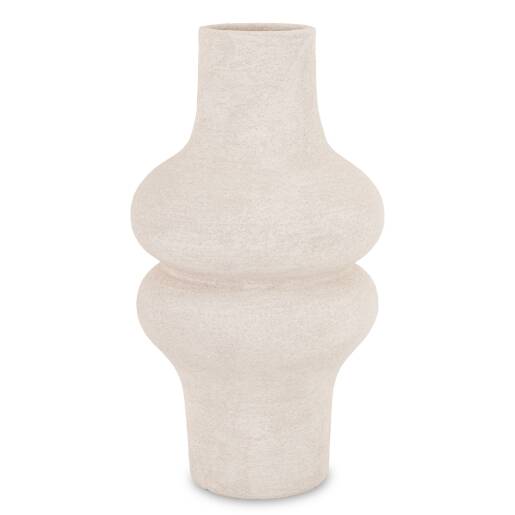 Keramická biela váza 35 cm s matným povrchom a zaobleným tvarom v štýle wabi-sabi.
