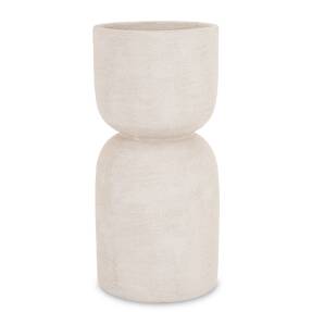 Biela keramická váza 27 cm s minimalistickým tvarom v štýle wabi-sabi.