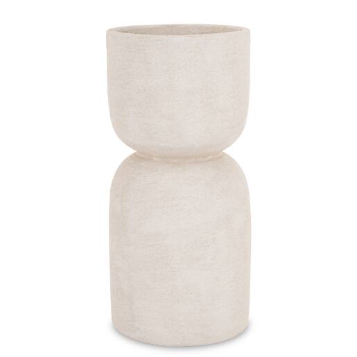 Biela keramická váza 27 cm s minimalistickým tvarom v štýle wabi-sabi.