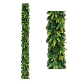 Zelená umelá vianočná girlanda z hustého ihličia v rôznych odtieňoch, dlhá 150 cm,