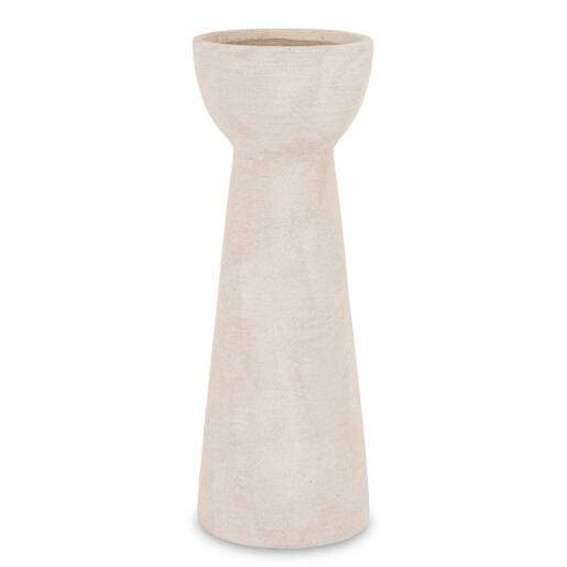 Biela keramická váza 35 cm s matným povrchom v štýle wabi-sabi.